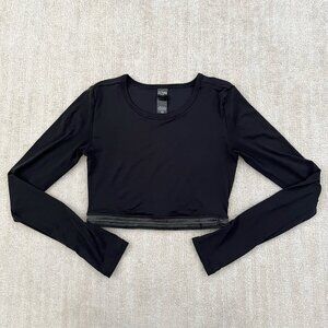 Victoria's Secret Sport Black Long Sleeve Crop Top S Mesh Back